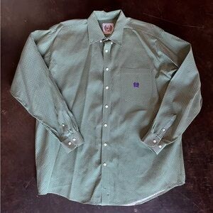 Cinch Green & Navy Western Shirt, XXL